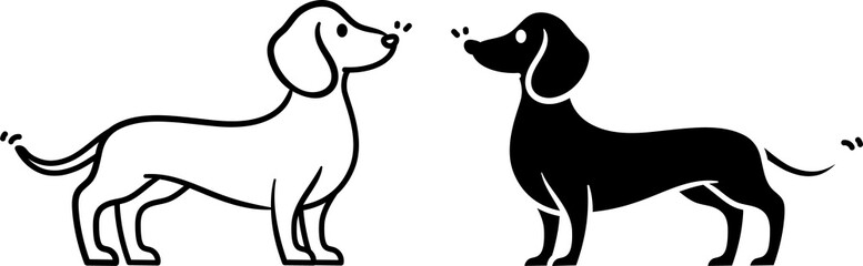 Wall Mural - vector illustration of a dachshund dog, featuring line art and silhouette styles. isolated and easy 