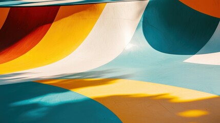 Wall Mural - abstract street art of a skateboard park, with bright graffiti patterns