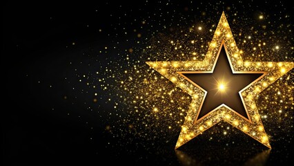Wall Mural - Shimmering golden stars against black backdrop , stars, golden, shimmering, night sky, celestial, astronomy, background, fantasy