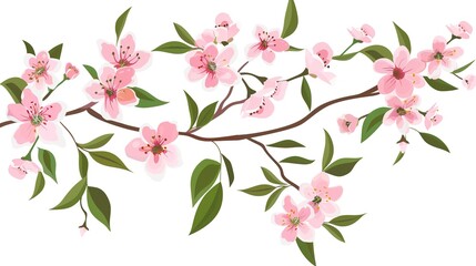  Pink Peach Blossoms on a White Background - a vibrant and refreshing visual. The blossoms create a cheerful and delicate atmosphere.