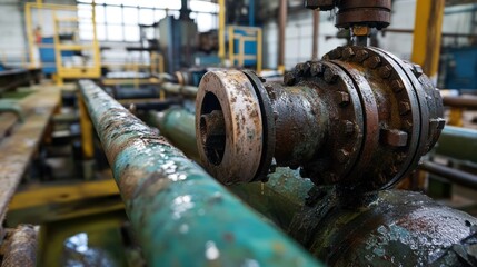 Canvas Print - Pump seal replacement process, showcasing a technician handling sealing maintenance in industrial settings.