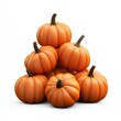 © padungsak - A stacked arrangement of vibrant orange pumpkins on a white isolated background.