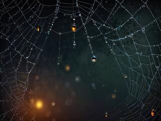spider web on the dew,spider web with dew drops,spider web with dew drops
