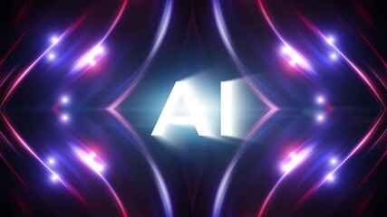 Wall Mural - futursitic lights and lines pattern with ai letters loop animation.