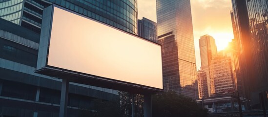 Blank Billboard in City Skyline