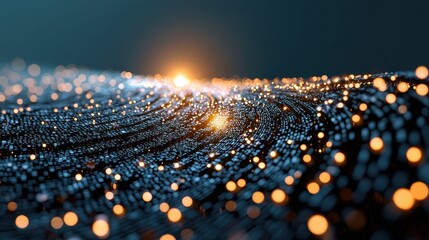 Wall Mural - abstract 3d render of encrypted data visualized as glowing, interconnected nodes flowing through a s