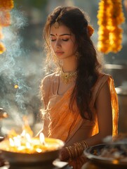 Woman in a Golden Sari, Ritual and Ceremony