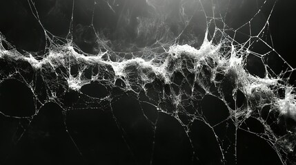 Intricate White Spider Web Against a Black Background