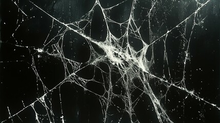 A Close-Up of a Spider Web on a Dark Surface