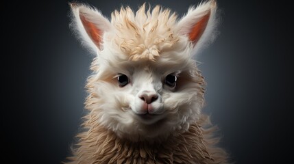 Wall Mural - A close-up portrait of a fluffy alpaca with a mischievous expression.