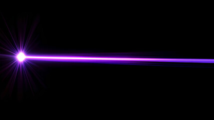 Wall Mural - purple laser beam on a black background, with a lens flare effect and rays of light