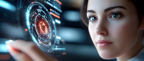 Wall Mural - futuristic digital technology interface with virtual dashboard displaying important business analyti