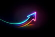 © joeycheung - A vibrant, multi-colored neon arrow points upward on a dark background, suggesting growth and progress.