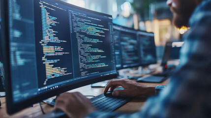 A team of programmers is creating a website for their company. They're using design and coding skills to build the site.