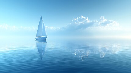 Wall Mural - Serene Large Sailboat Drifting on Calm Waters