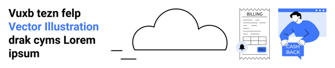 Cloud storage, billing statement, cashback transaction. Ideal for finance, technology, e-commerce, cloud services, online payments, digital marketing, and customer loyalty programs. Landing page