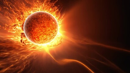 Leinwandbilder - Fiery Celestial Inferno: A planet engulfed in flames, radiating intense heat and light against a dark cosmic backdrop.  The image evokes feelings of power, destruction, and the vastness of space.