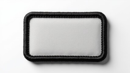 realistic embroidered patch mockup featuring a rectangular, blank design with detailed stitching, re