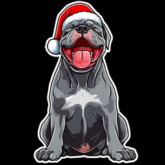 Cane Corso Dog Santa Hat Red Open Festive Christmas Holiday Pet Canine Animal Cute Adorable Seasonal Winter Merry