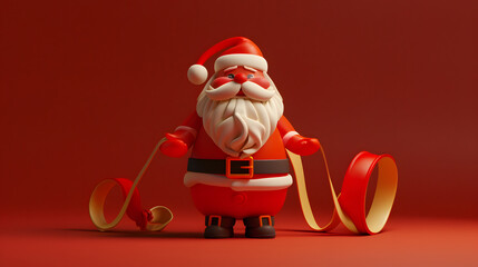 Santa with Ribbon Accessories Isometric Cartoon 3D