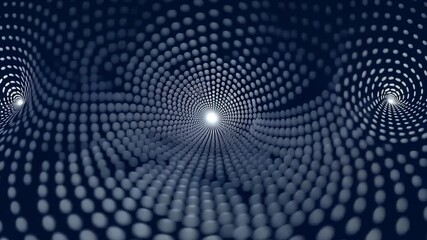 Leinwandbilder - Abstract Swirling Dots: A mesmerizing digital artwork featuring swirling patterns of light gray dots on a dark blue background. Perfect for technology, science, and abstract design projects. 