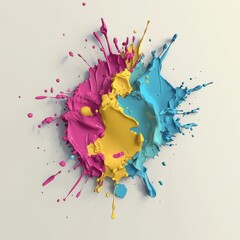 Low Poly 3D Render of a puddle of paint, on isolated white background