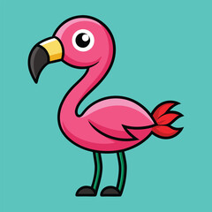 Solid color Cute Flamingos animal Vector design