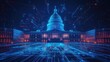 © BloomArt - The US Capitol building is digitally rendered with glowing blue and red lines emanating from it.
