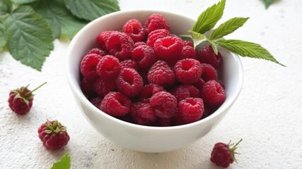 Wall Mural - Fresh organic ripe raspberry