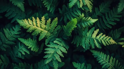 Poster - Artistic close-up of fern leaves emphasizing unique shapes and vibrant greens ideal for nature designs. Fern leaves close-up.