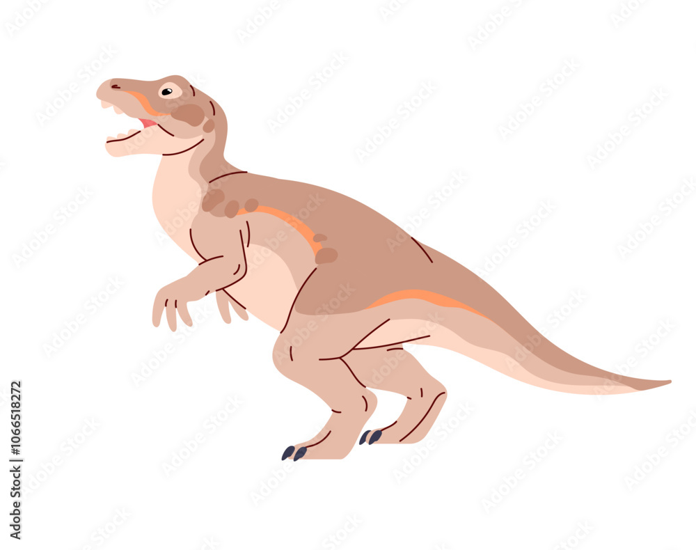 Allosaurus roar side view. Tyrannosaurus, T rex with open jaw. Dinosaur ...