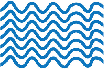 Wall Mural - brush, marker drawn bold doodle lines seamless pattern. abstract modern geometric blue wavy ornament