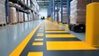 © Attasit - Clear markings on the warehouse floor guiding the movement of workers and machines, improving safety and efficiency