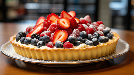 Wall Mural - Mixed berry tart with fresh seasonal fruits