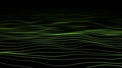 Lime green color wavy circular dots modern design 3d black seamless background