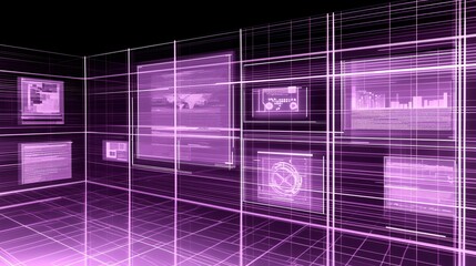 Poster - Explore the future of technology with glowing elements and innovative design concepts in a virtual environment