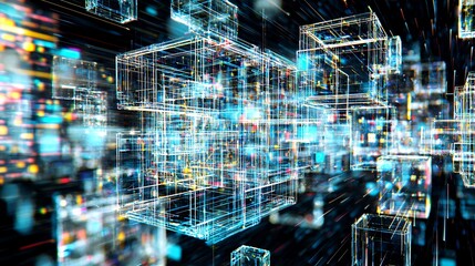Aufkleber - Explore the dynamic world of data visualization graphics with flowing light patterns and 3d elements