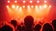 © crazyass - Energetic Concert Atmosphere, vibrant crowd immersed in music, dazzling stage lights illuminating the scene, ample space for event details or promotional text