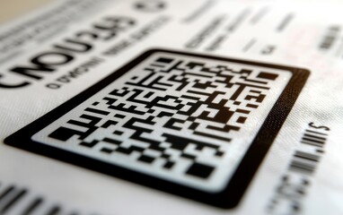 close-up of a qr code on a white background, ideal for digital applications.