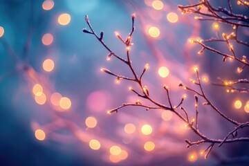 A tree lit up with string lights