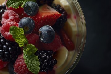 Sticker - A close-up shot of a colorful fruit bowl filled with fresh and juicy fruits, ideal for use in food or lifestyle photography