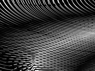 Abstract art geometric background with shiny abstract 3d black and white stripes pattern. Black and white optical illusion with waves and transitions.