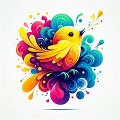 Wall Mural - Chirping Bird A small fluttering puff of smoke that emits short