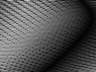 Abstract art geometric background with shiny abstract 3d black and white stripes pattern. Black and white optical illusion with waves and transitions.