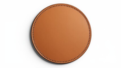 high-quality realistic patch mockup featuring natural grain and stitching on a circular leather patc