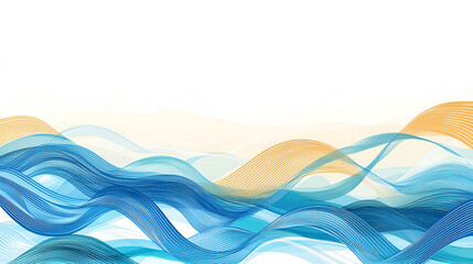 Abstract blue wave lines pattern on white background with space for your text