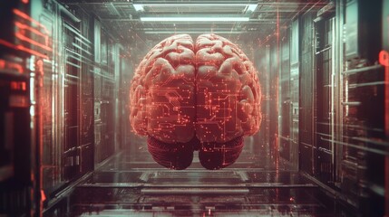 Poster - Futuristic Brain with Digital Circuitry Design