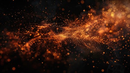 Wall Mural - Flames Embers. Sparkling Fire Particles on Isolated Black Background with Burn Effect