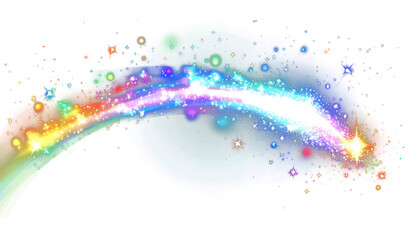 Wall Mural - png light effect with a rainbow background glowing sparkle.