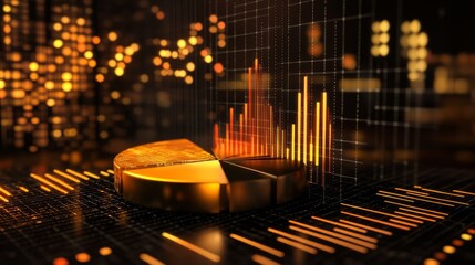 Poster - Golden Chart with Data Visualization Elements